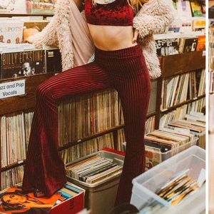 Red Striped Velvet Pants